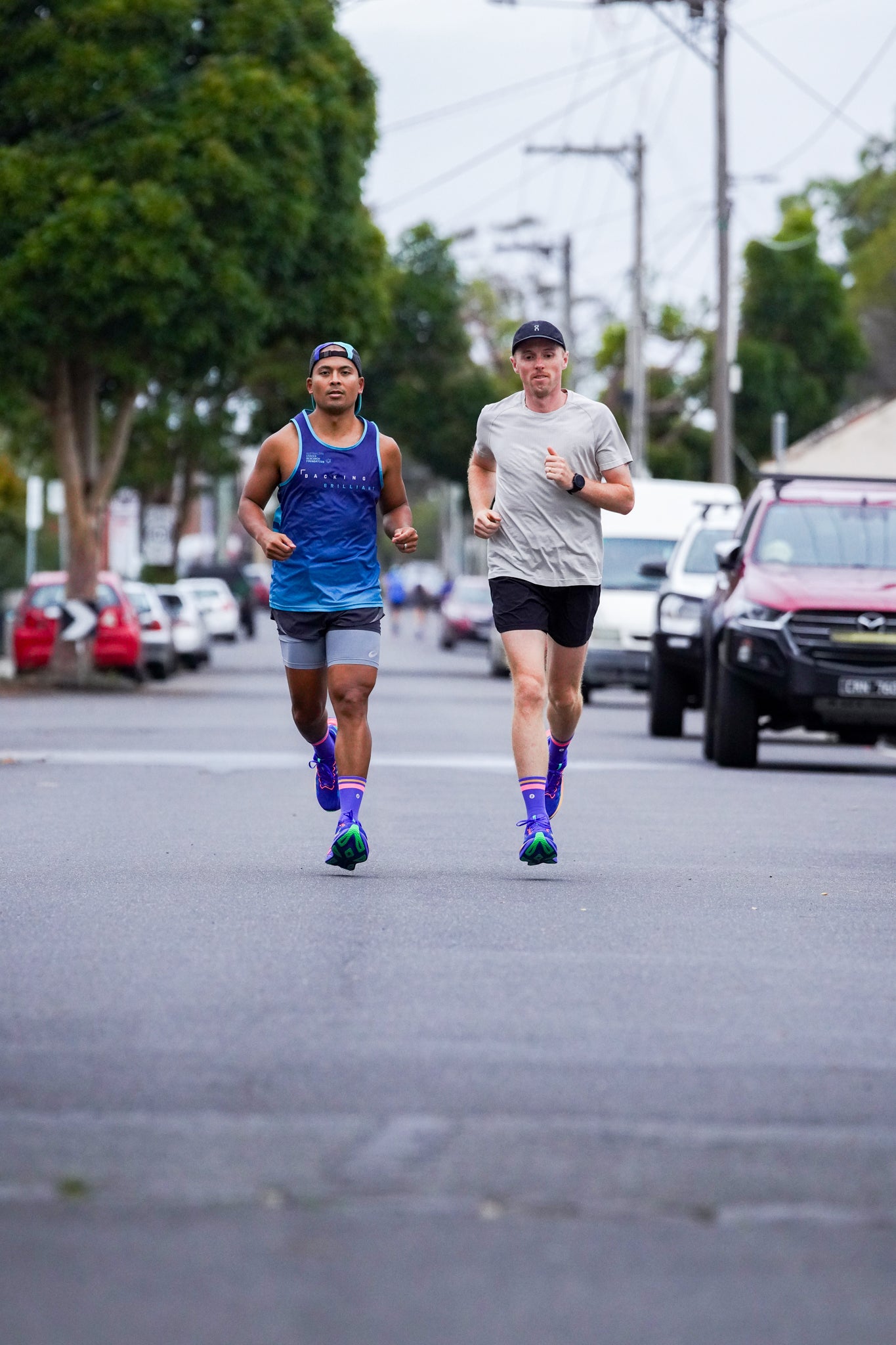 SHYU racing socks - blue | blush | apricot