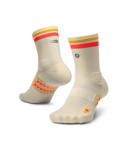 SHYU racing socks - ivory | crimson | gold