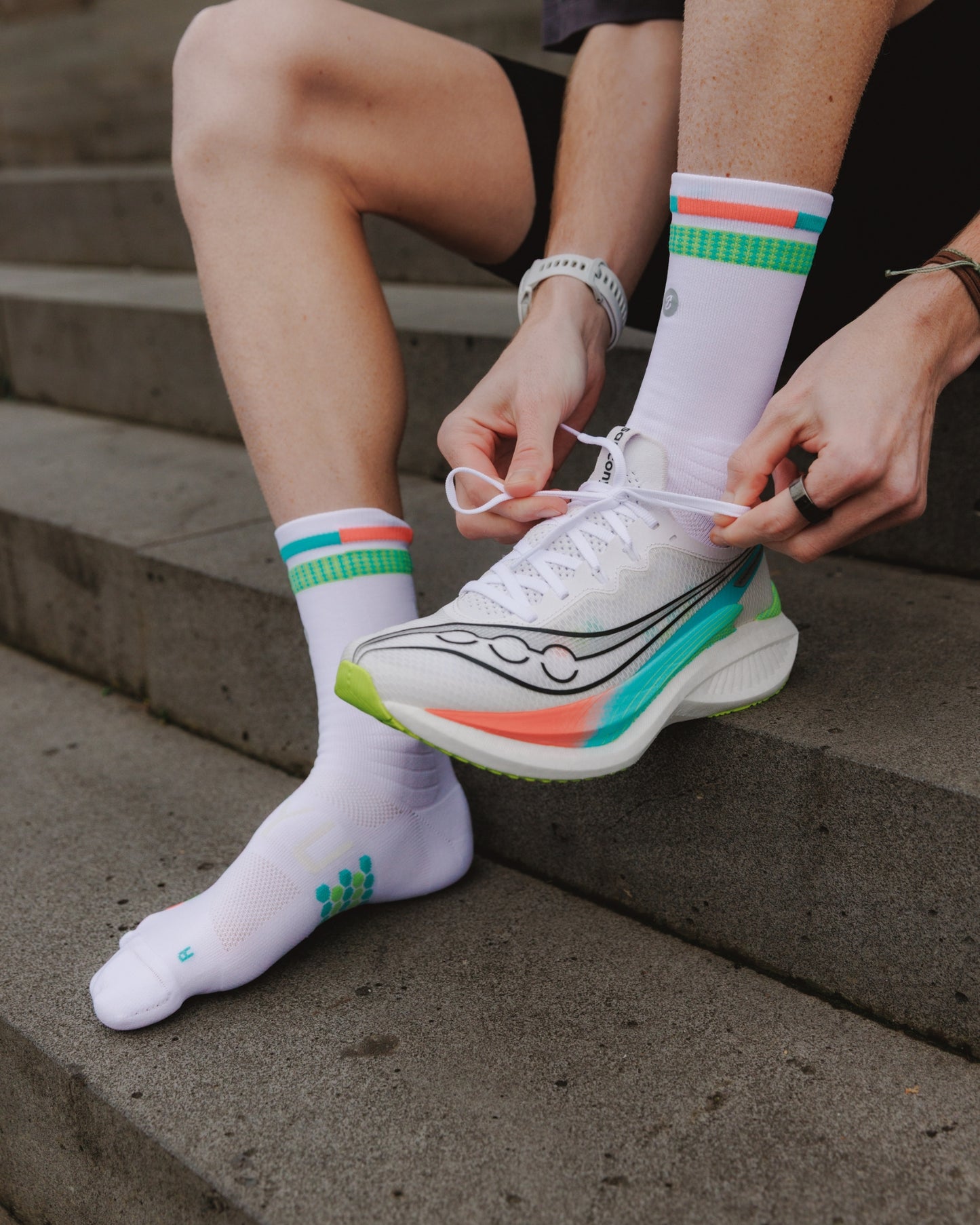 SHYU racing socks -  white | polka | reef