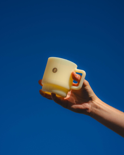 Handmade Japanese Olde Milk-glass - 'Clean Fits Slow Sips'