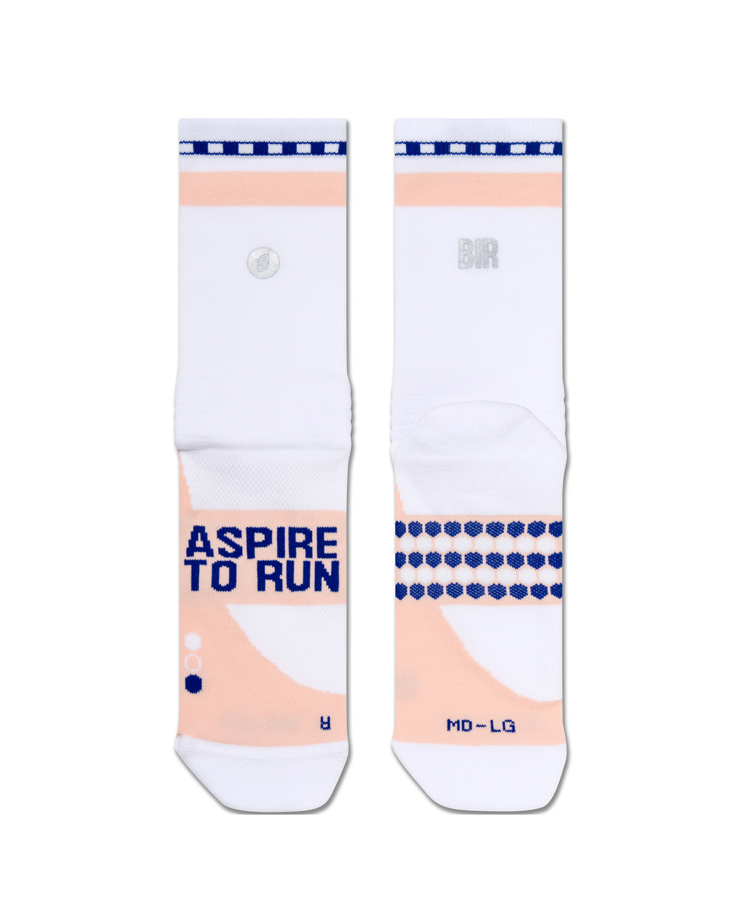 SHYU x 'Ben is Running' racing socks - white | peach | chequer