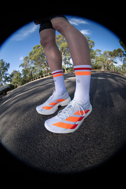 SHYU racing socks -  white | tangerine | red
