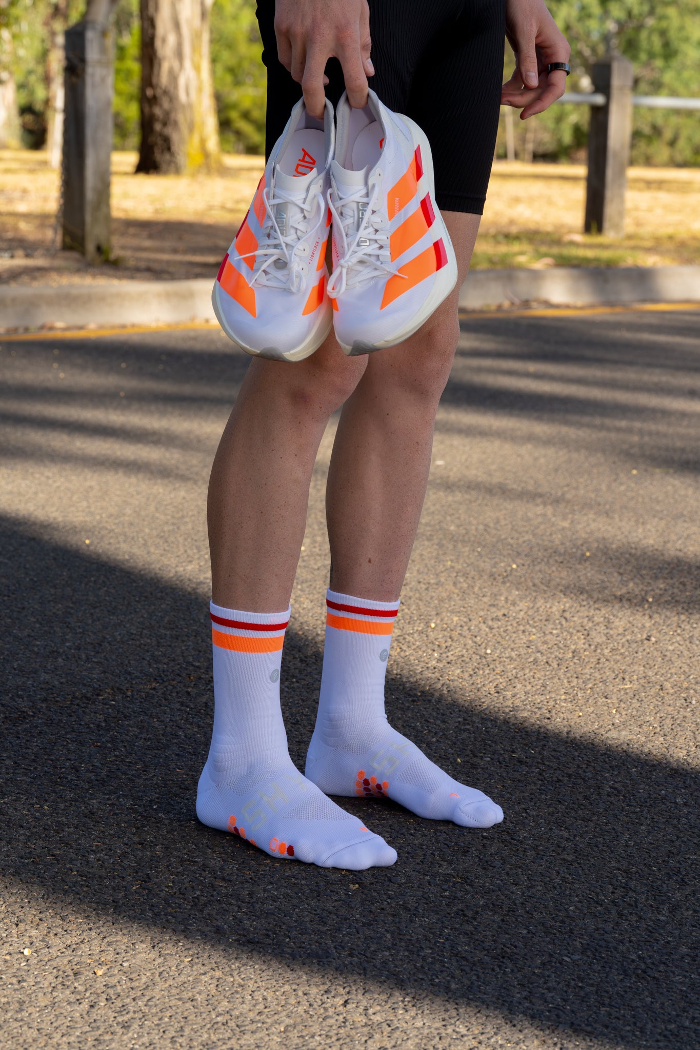 SHYU racing socks -  white | tangerine | red
