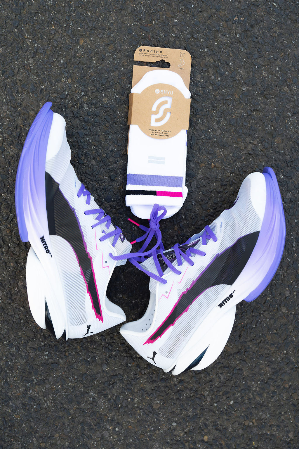 SHYU racing socks - white | lavender | magenta