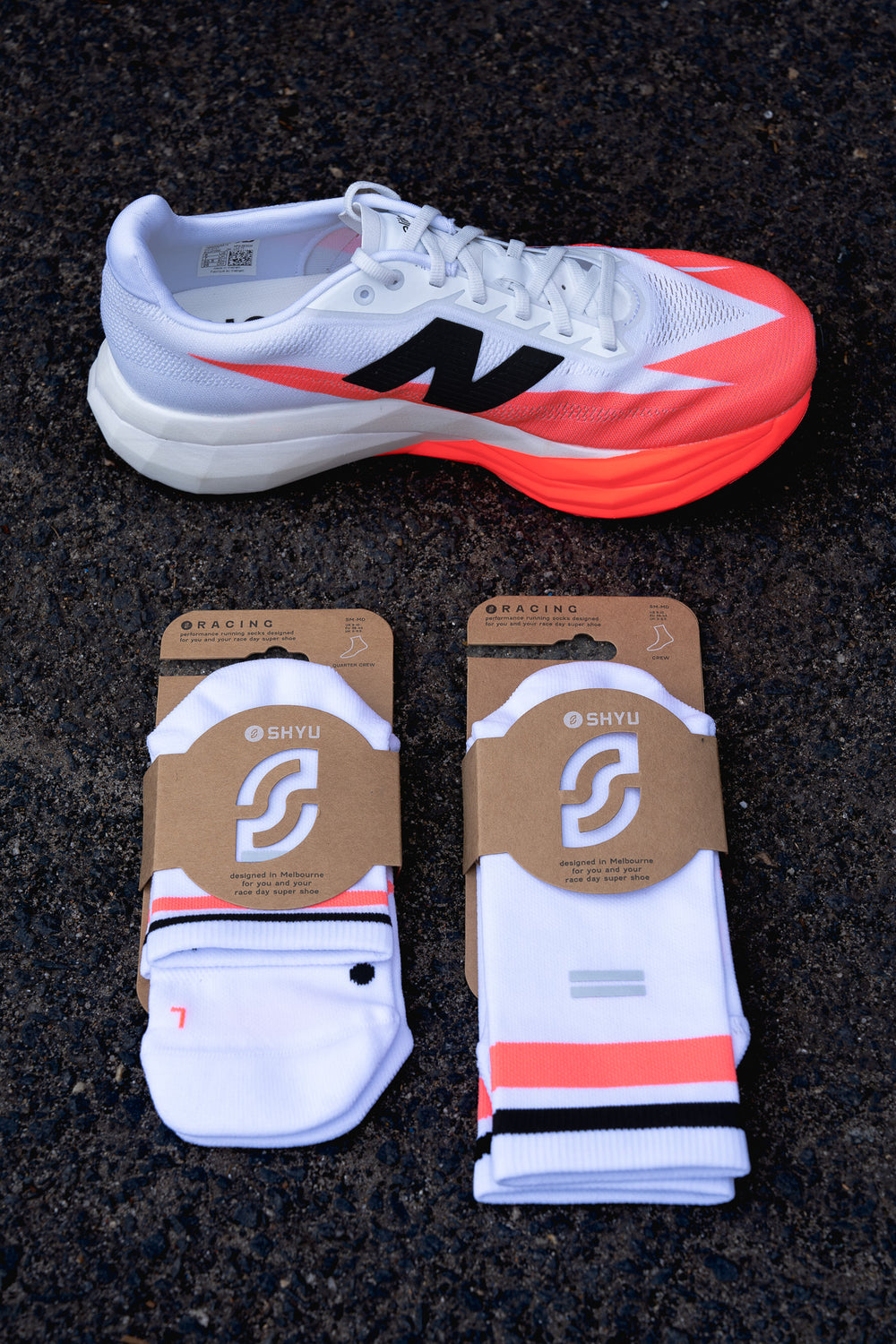 SHYU racing socks -  white | scarlet | black