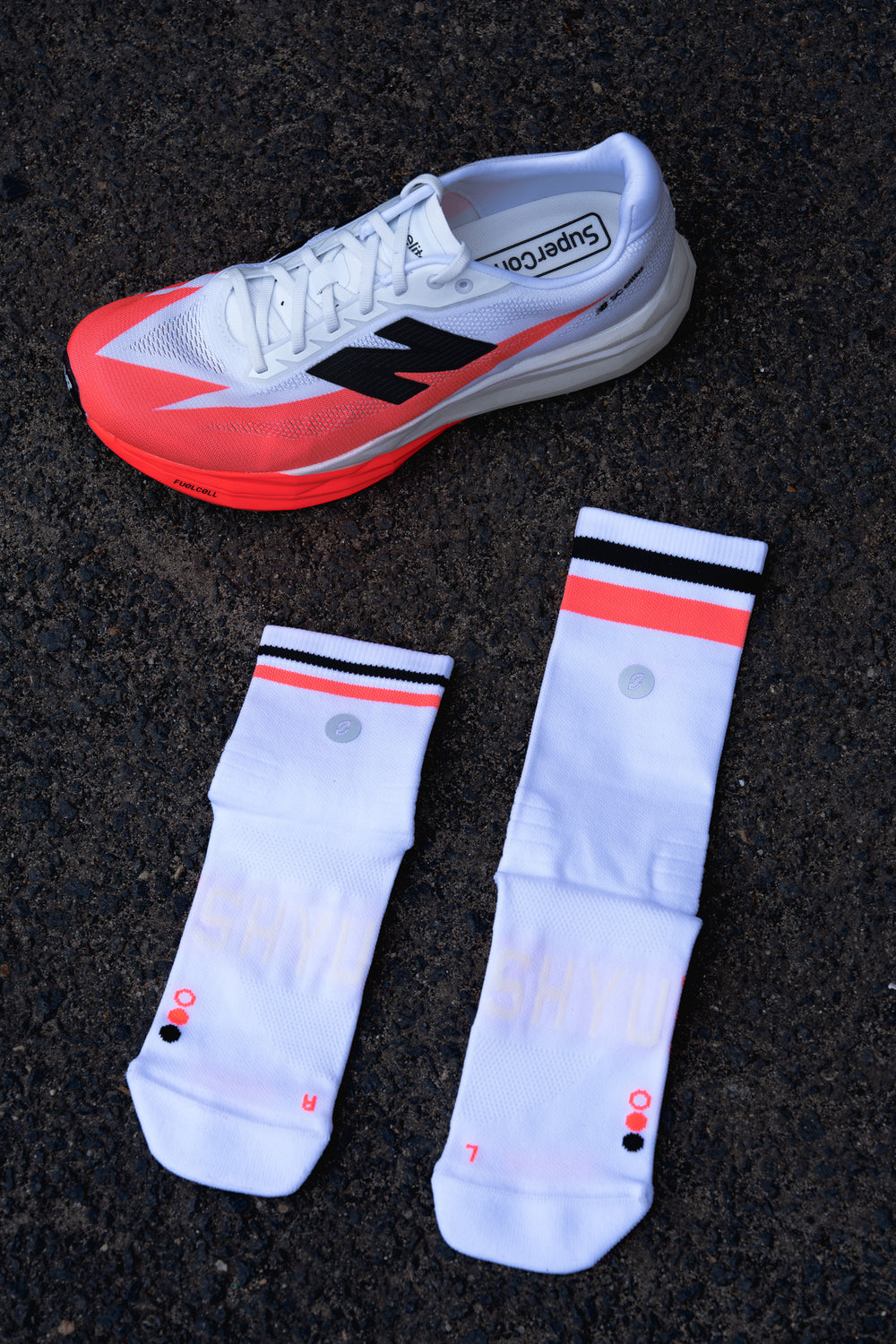 SHYU racing socks -  white | scarlet | black