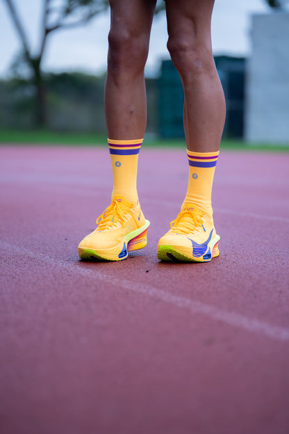 SHYU racing socks - amber | eggplant | claret