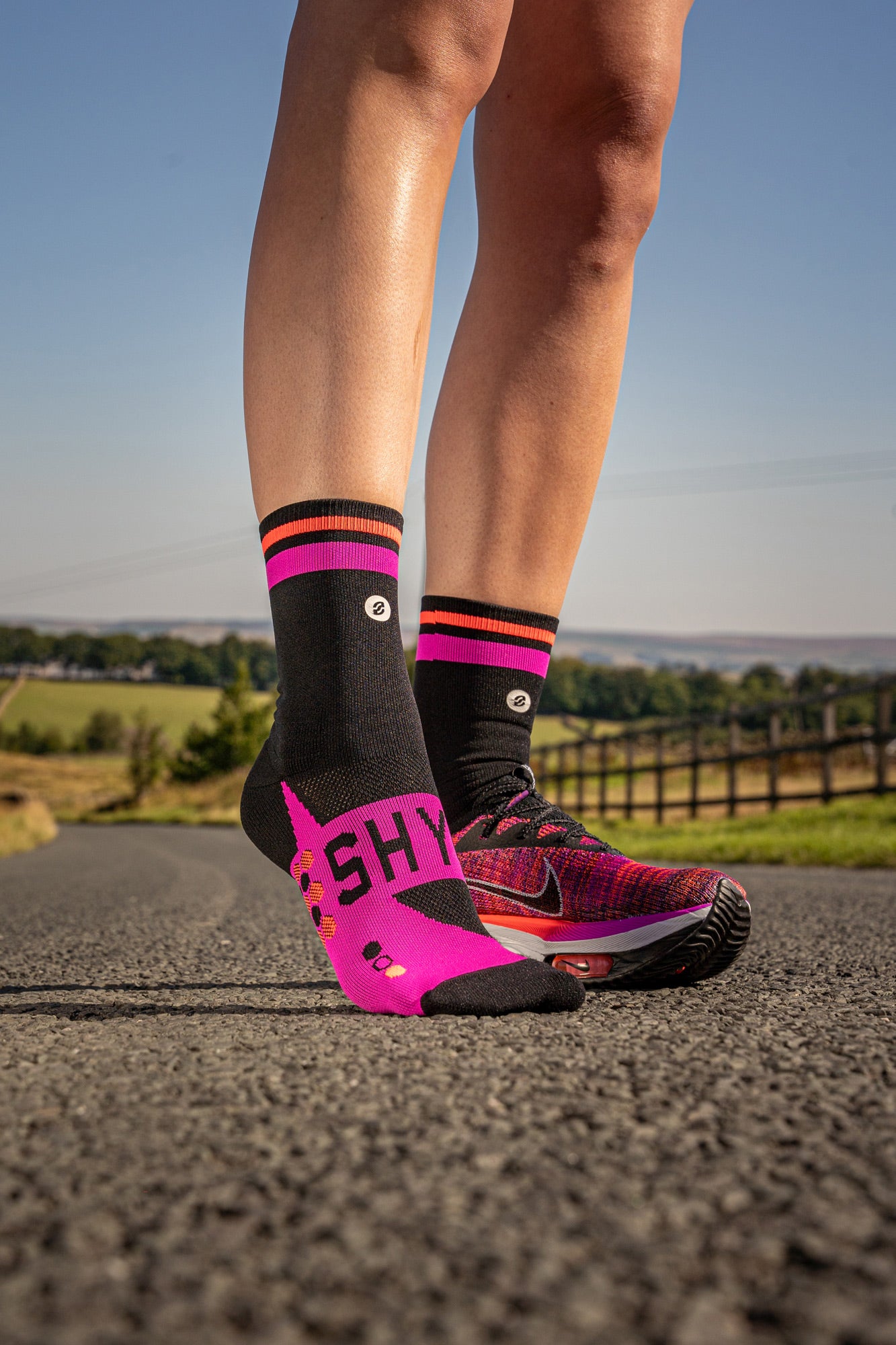 Nike black and pink running socks