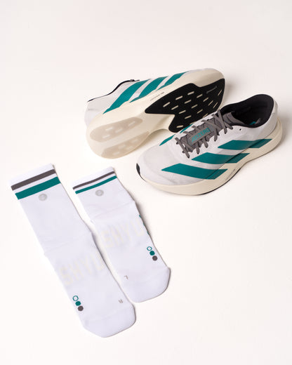 SHYU racing socks -  white | teal | carbon