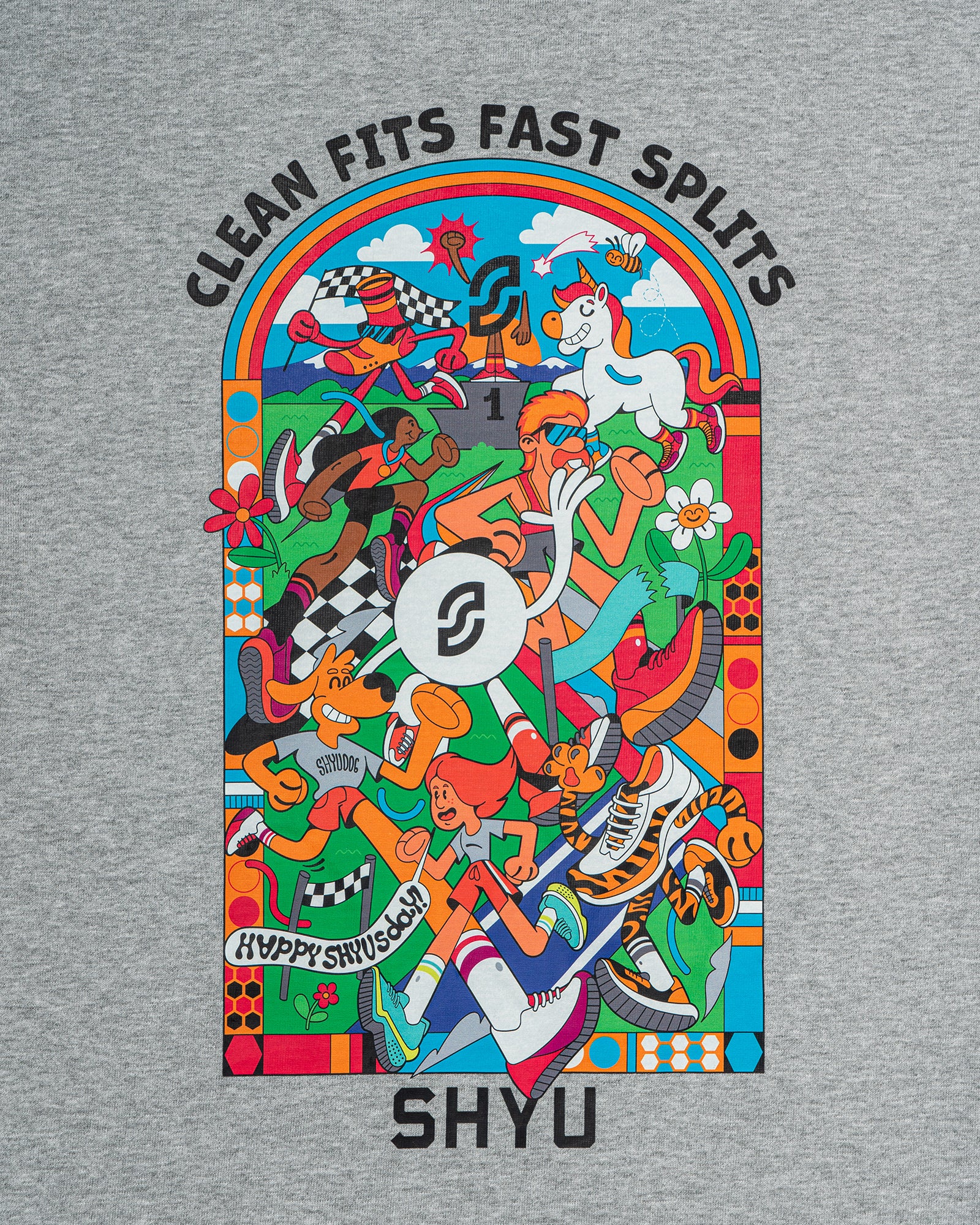 SHYU graphic t-shirt - 'Clean Fits Fast Splits'