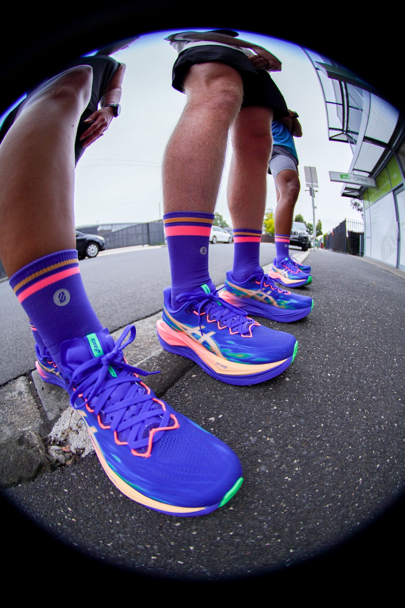 SHYU racing socks - blue | blush | apricot