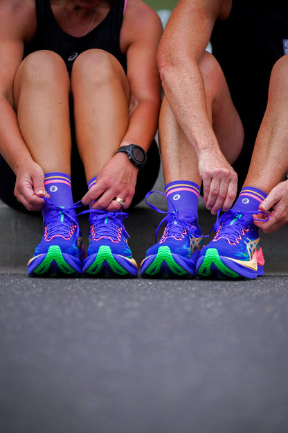 SHYU racing socks - blue | blush | apricot